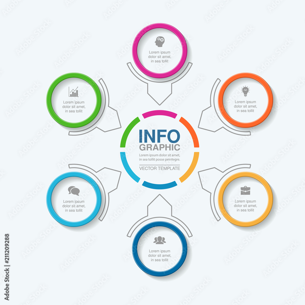 Vector infographic template for diagram, graph, presentation, chart, business concept with 6 options. Vector infographic template for diagram, graph, presentation, chart, business concept with 6 options.