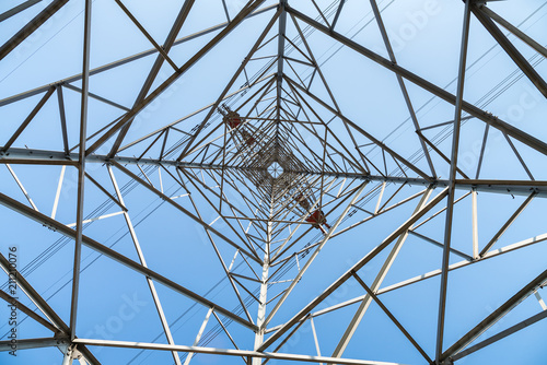 upward view of electricity pylon
