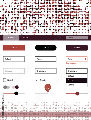 Dark Red vector style guide with circles.