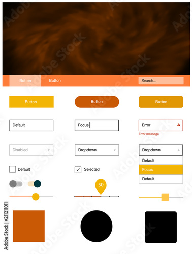 Light Orange vector web ui kit with nebula stars.