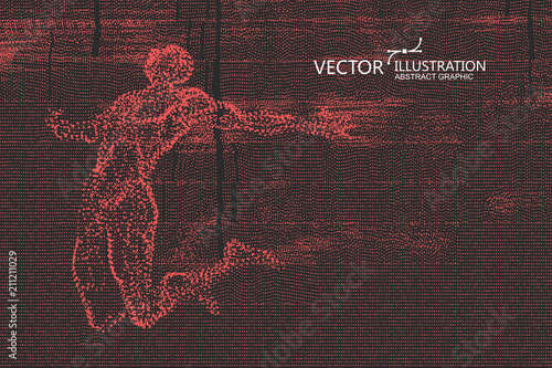 Jumping man, a lot of points are made up, vector illustration.