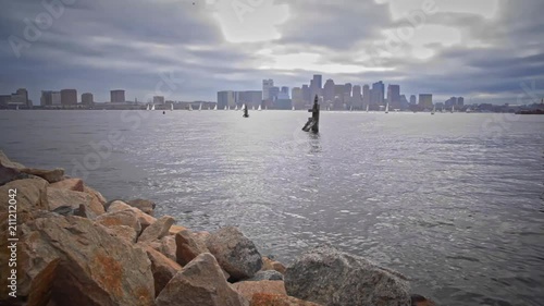 Sliding shot of a beautiful view of the cityscape