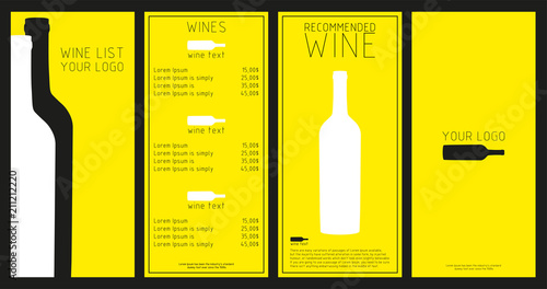 wine menu with a price list of different wines