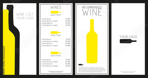wine menu with a price list of different wines