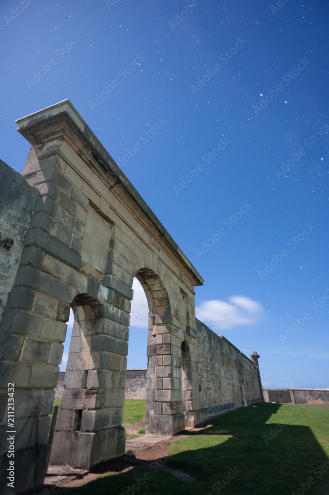 Archway of penal ruins, photographed by moonlight, Norfolk Island