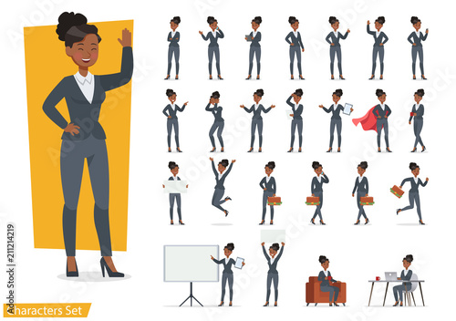 Businesswoman working character design set. Vector design. no2