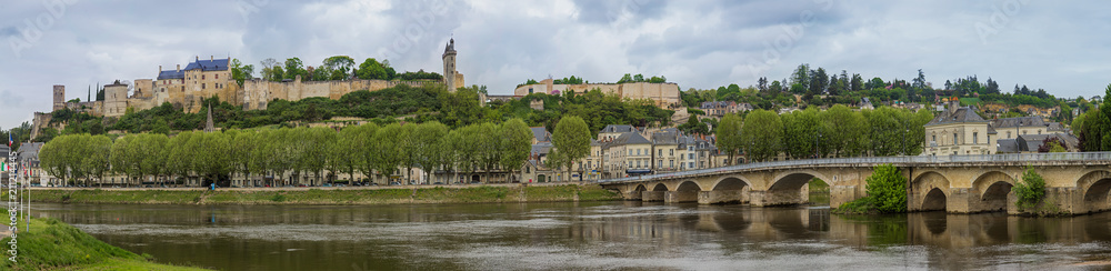 Panoramic view of the beautiful town of Chinon,  a commune located in the Indre-et-Loire department