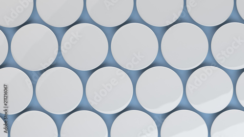 Blank white badge on blue background