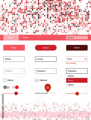 Light Red vector design ui kit with dots.