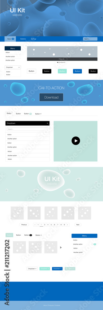 Light Blue, Green vector web ui kit with lamp shapes. Light Blue, Green vector web ui kit with lamp shapes.