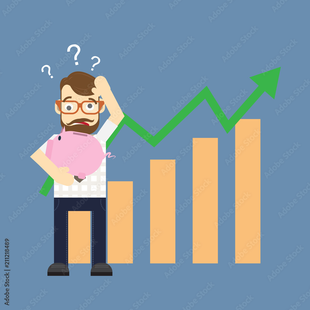 Growth concept with business man hold money bag and graph background Growth concept with business man hold money bag and graph background