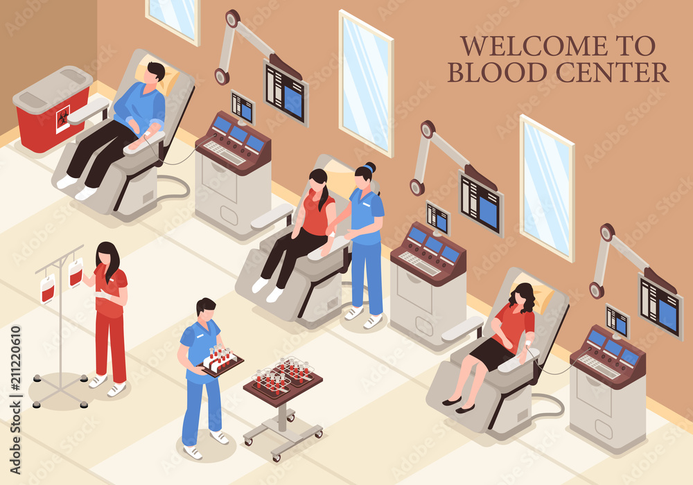Blood Center Isometric Illustration Blood Center Isometric Illustration