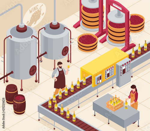 Wine Manufacturing Isometric Illustration