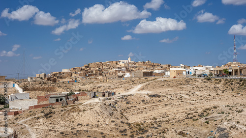 The city of New Matmata./Matmata is a small Berber-speaking city in the south of Tunisia, the threshold of the Sahara desert.