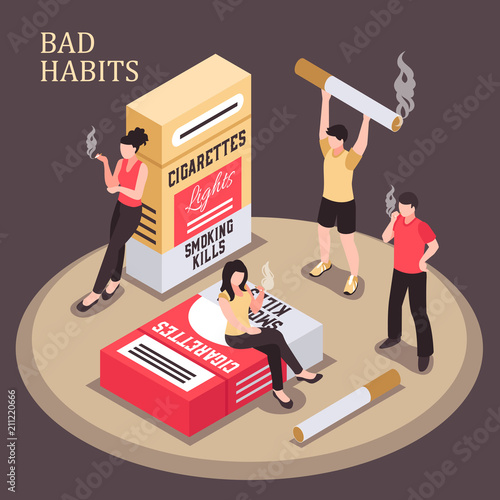 Smoking Addiction Isometric Composition