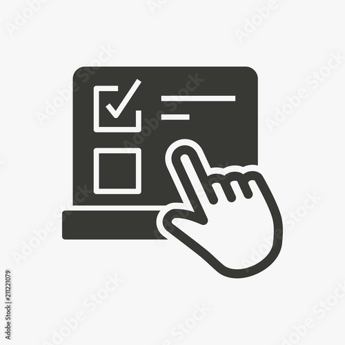 E-learning education icon. Learn, Academic study symbol. Simple pictogram for graphic and web design. Black vector illustration isolated on white.