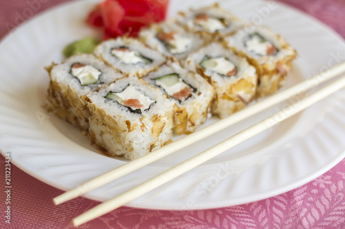 rolls with wasabi and ginger