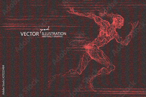 Running man, a lot of points are made up, vector illustration.