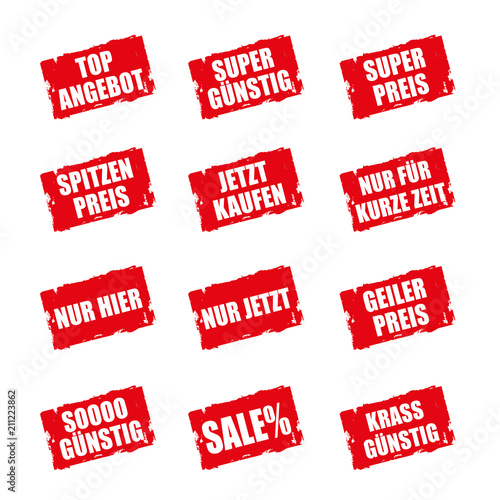 Störer Buttons mit Preisauslobung zur Verkaufsförderung.