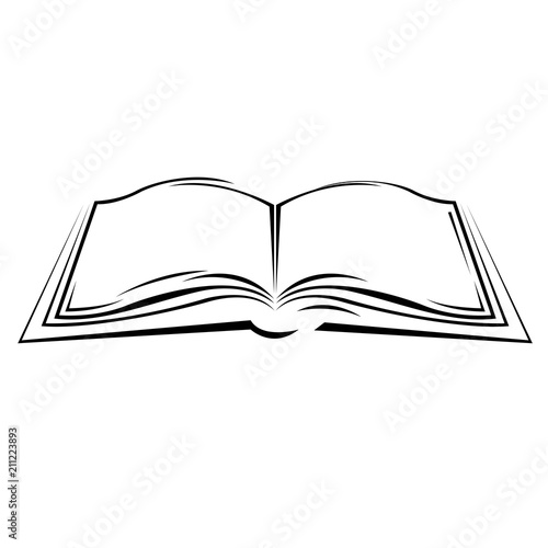 Symbolic sketch of open book - simple style textbook