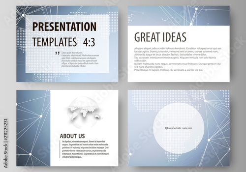 The minimalistic abstract vector illustration of the editable layout of the presentation slides design business templates. Abstract futuristic network shapes. High tech background.
