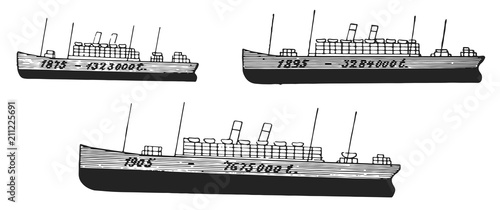 ship comparison historically #vector #isolated - Schiff Transport Vergleich