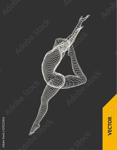 Gymnast. 3d human body model. Gymnastics activities for icon health and fitness community. Vector illustration.