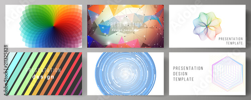 The minimalistic abstract vector illustration of the editable layout of the presentation slides design business templates. Abstract colorful geometric backgrounds in minimalistic design to choose from