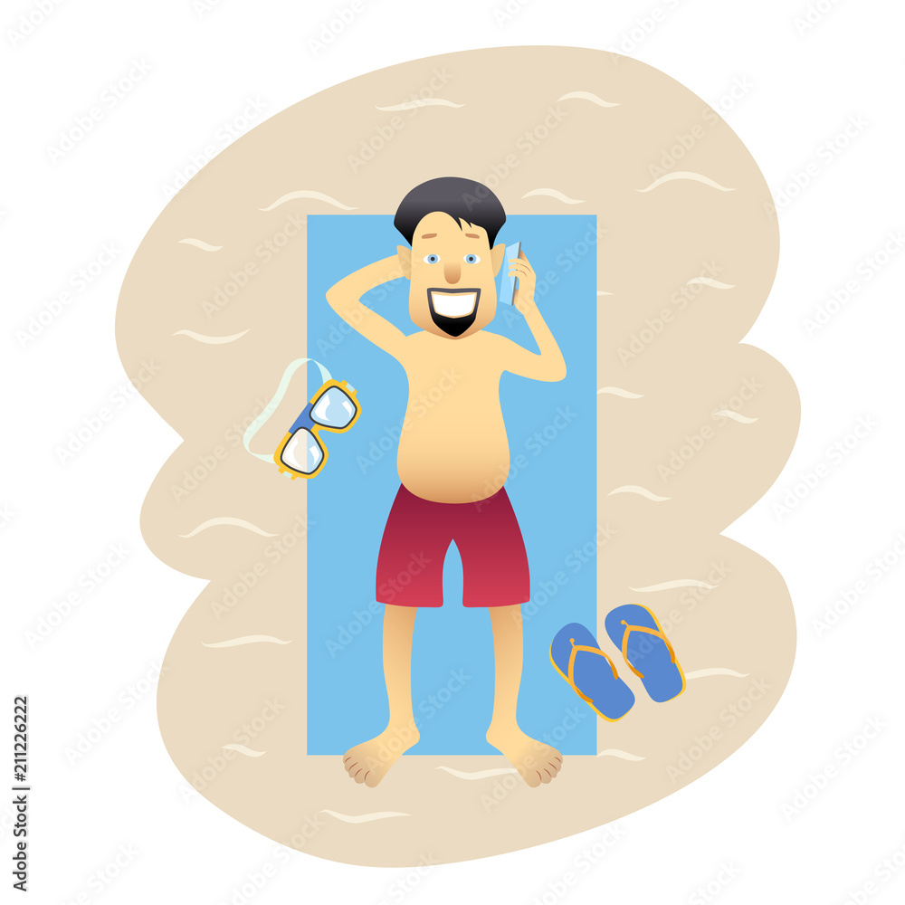 Conceptual flat banner person on weekends isolated Conceptual flat banner person on weekends isolated