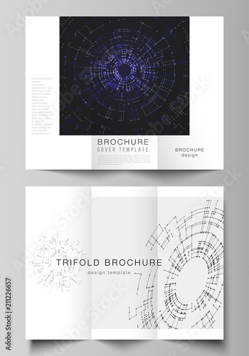 The minimal vector layouts. Modern covers design templates for trifold brochure or flyer. Network connection concept with connecting lines and dots. Technology design, digital geometric background.