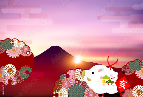 亥　富士山　年賀状　背景