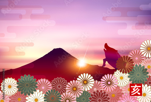 亥　富士山　年賀状　背景