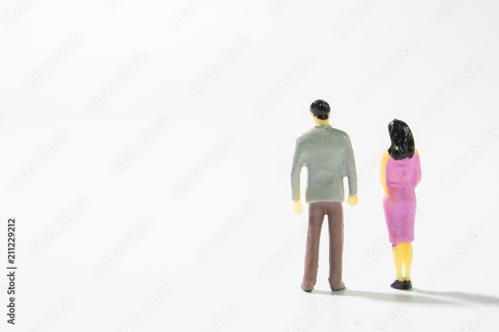 custom made wallpaper toronto digitalMiniature married couple back view on white background closeup.