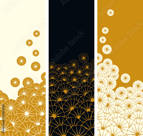 bookmarks set with cluster of stylized flowers in gold