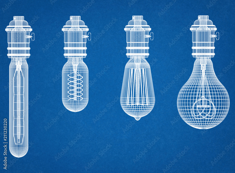 Light Bulbs Architect Blueprint Stock-illustrasjon | Adobe Stock