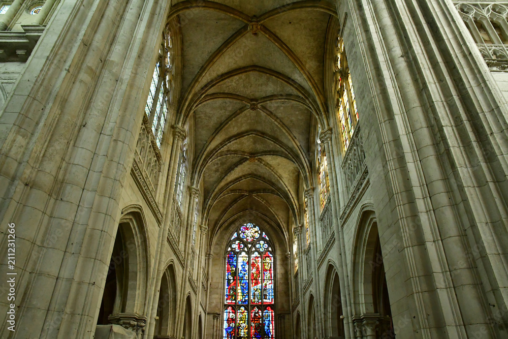 Les Andelys, France - march 21 2018 : collegiate church Notre Dame