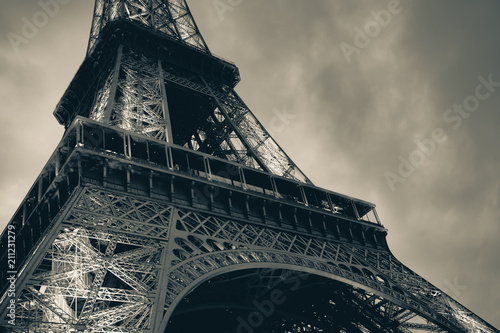 Fragment of Eiffel Tower, vintage toned