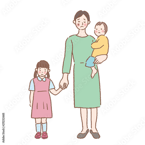 赤ちゃん 抱っこ 母親 手をつなぐ イラスト 悲しむ 親子 Stock Vector Adobe Stock