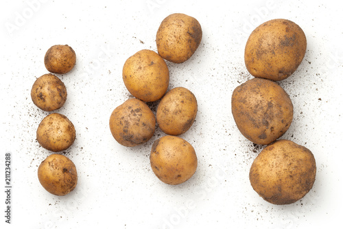 Fresh Organic Potatoes Isolated on White Background