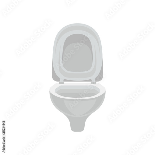 White ceramics toilet bowl with seat vector Illustration on a white background