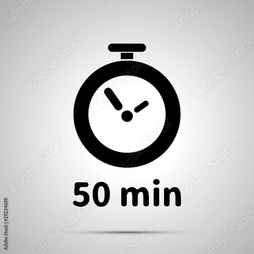 Fifty minutes timer simple black icon with shadow