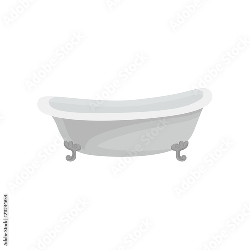 Retro white bathtub, bathroom furniture vector Illustration on a white background