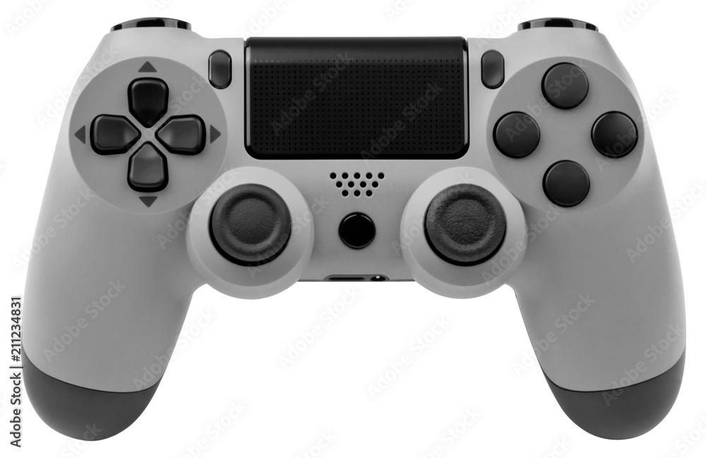 Front grey game controller isolated on white background. Front grey game controller isolated on white background.