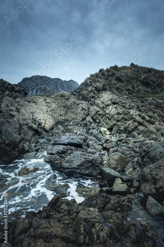 Waves and Rocks at Stormy Beach  Tasmania