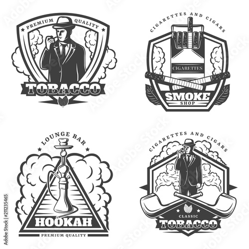 Vintage Monochrome Smoke Emblems Set