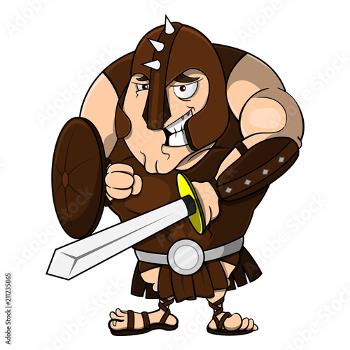 The Gladiator ready to war cartoon vector