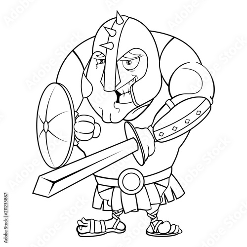 The Gladiator Coloring Book Cartoon Vector