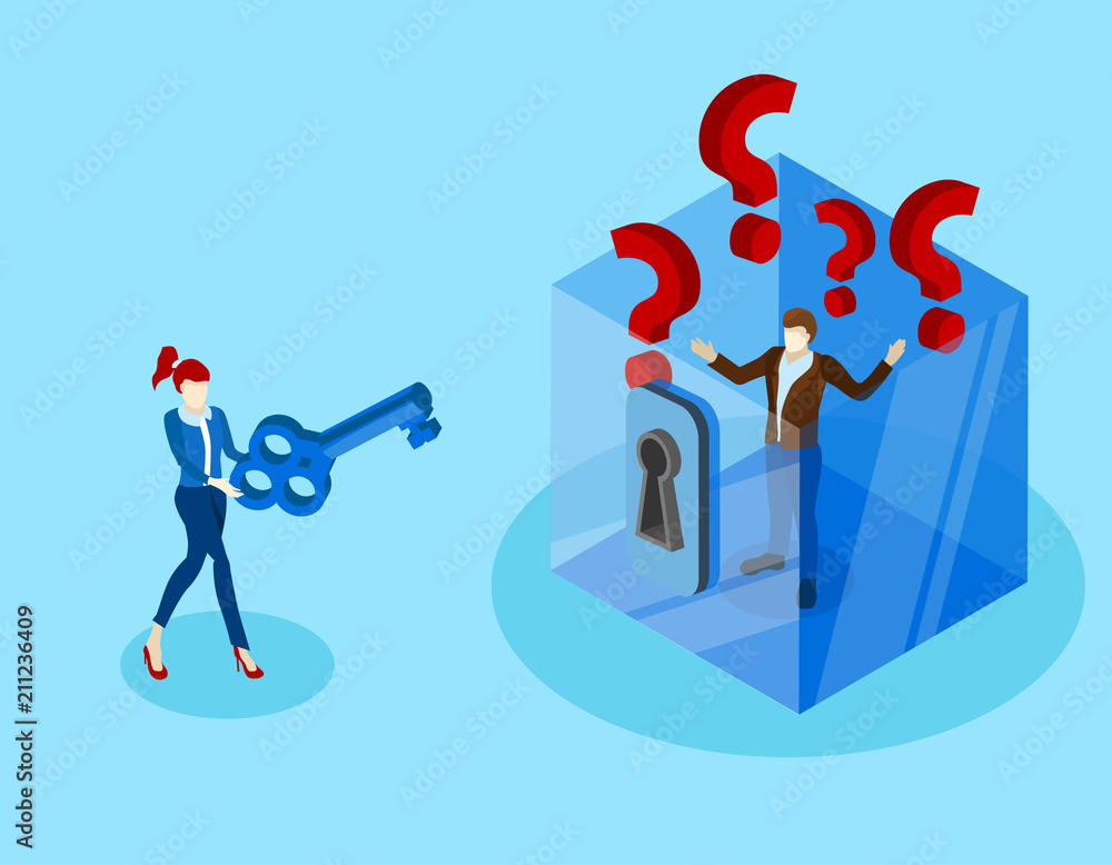 Blue background with people solving problem. Blue background with people solving problem.