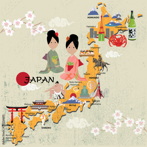 Canvas Print japan map vector