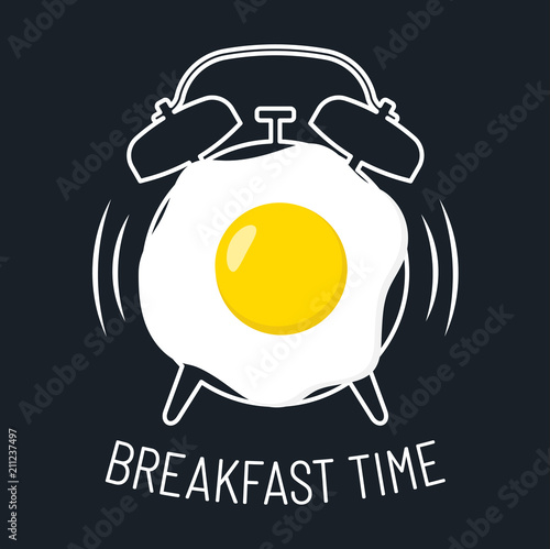 Fried egg and alarm clock